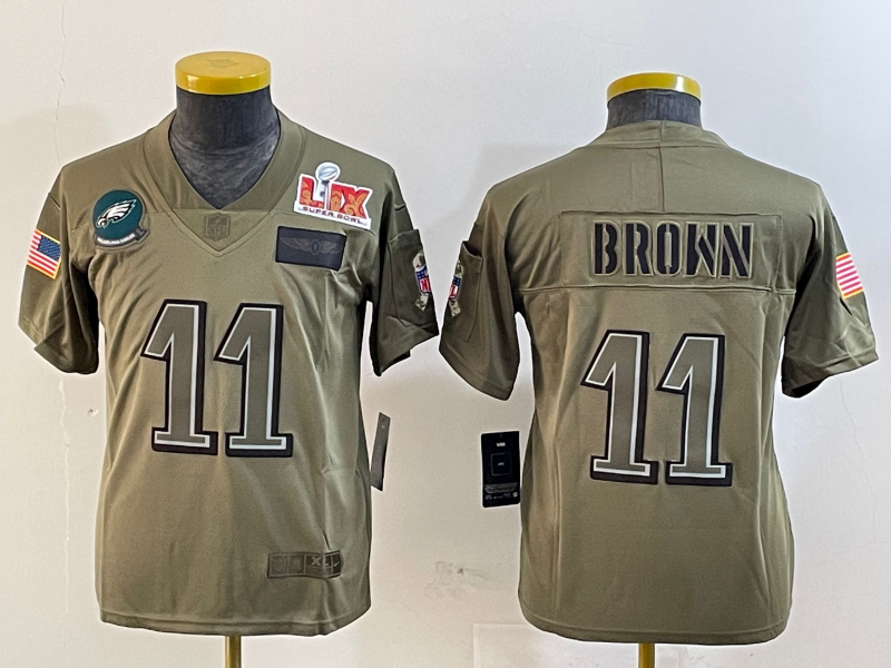 Youth 2025 Philadelphia Eagles #11 Brown green Nike NFL jersey style 3->youth nfl jersey->Youth Jersey